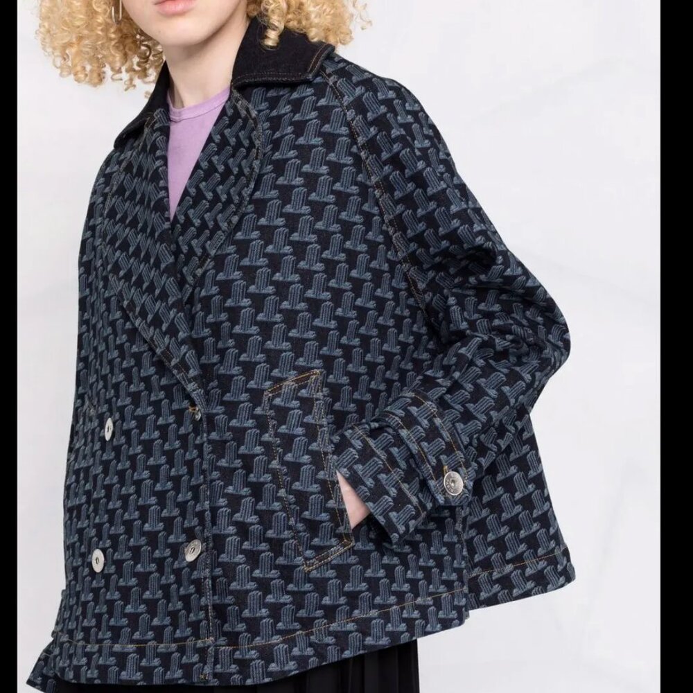 Lanvin Monogram-Pattern Swing Denim Jacket - image 2